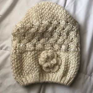 Never been worn white flower beanie!